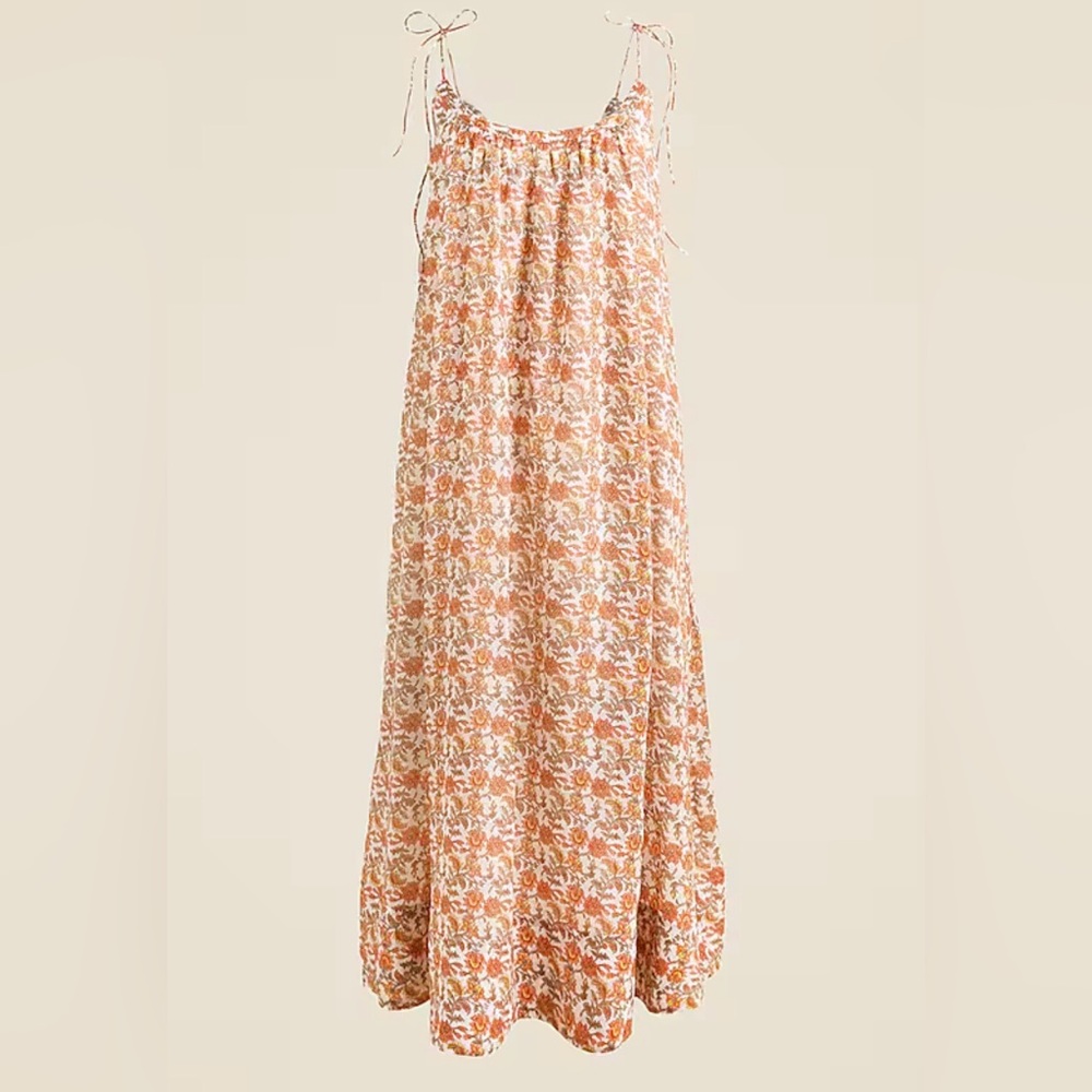 JCrew Floaty tie-shoulder dress in ramie Size XS